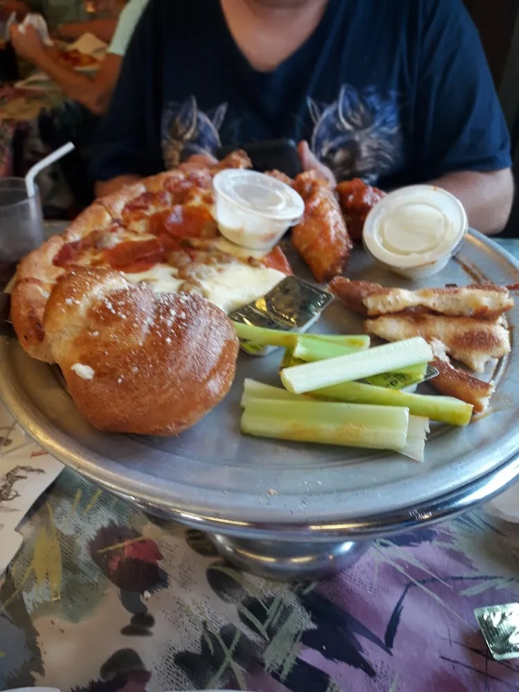 Cheese and Pepperoni Pizza Garlic Roll Celery Ranch Dressing