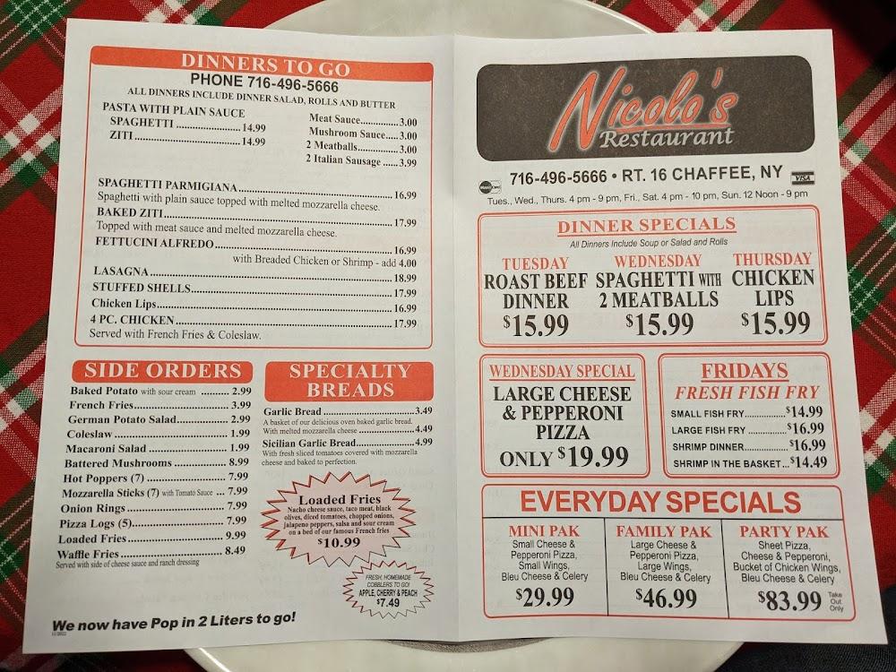 Nicolo's Restaurant Menu image 2